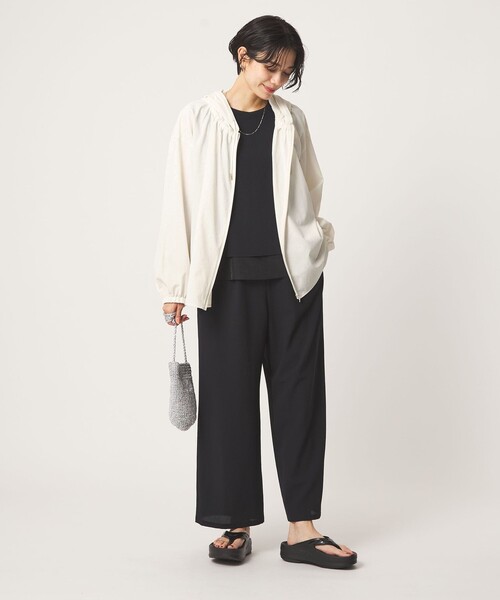 ブラウス シャツ 「size SHORTあり」フード ギャザー シャツ レディースの画像