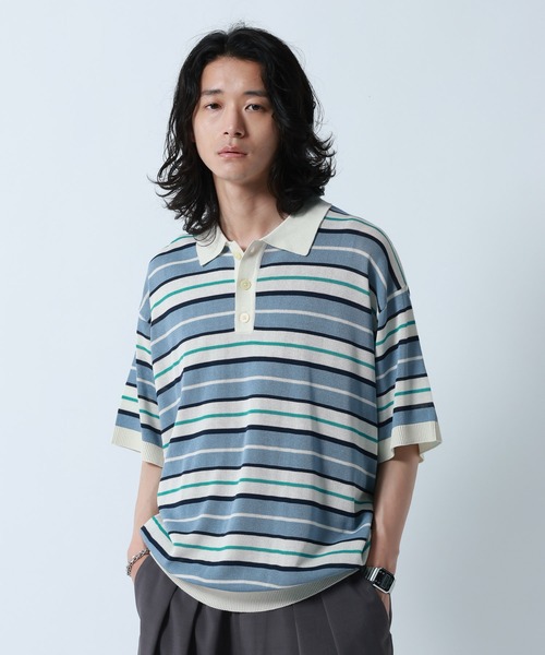 RAGEBLUE（レイジブルー） ポロシャツ 半袖 Border Knit Polo Shirt