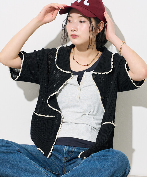 FREAK'S STORE（フリークスストア） カーディガン 夏 半袖 メッシュ