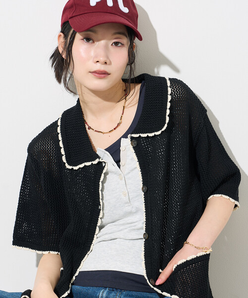 FREAK'S STORE（フリークスストア） カーディガン 夏 半袖 メッシュ