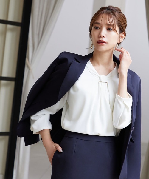 セオリー】美品 ボウタイブラウス ネイビー S フォーマル