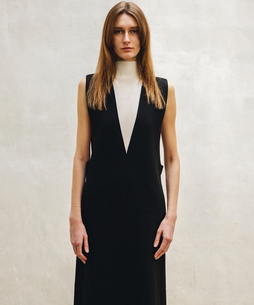DRESSLAVE ワンピース bicolor long＆lean knit dress(バイ
