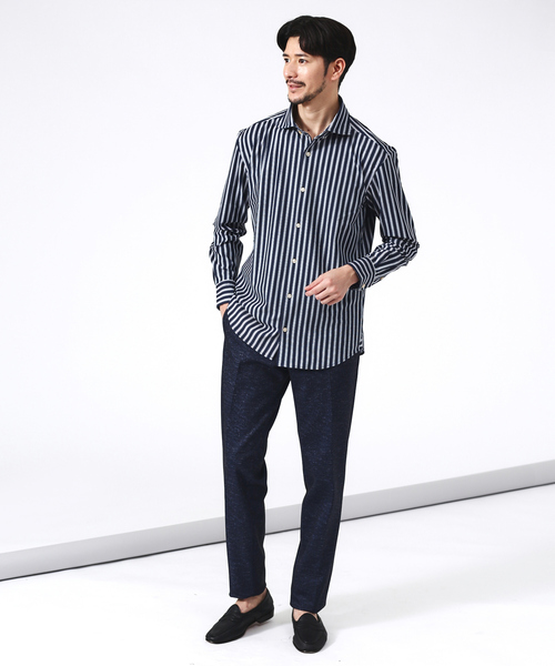 アバハウス（ABAHOUSE）/【FLEX SHIRTS】マルチストレッチ シャンブレー ストライプ シャツ ABAHOUSE（アバハウス） シャツ 「FLEX SHIRTS」マルチストレッチ