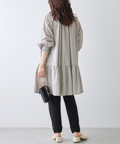 PUAL CE CIN　ノーカラーティアードチュニックブラウス pual ce cin シャツ ブラウス 「WEB限定」ノーカラーティアード