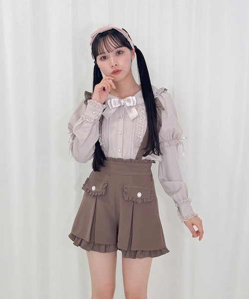 ブラウス シャツ フリル付きパフスリーブチュニック レディース classicalelf ブラウス シャツ 軽やかで上品。シアサッカー前後