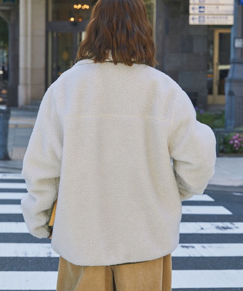 ブルゾン アウター 配色デザインハイネックボアブルゾン レディース