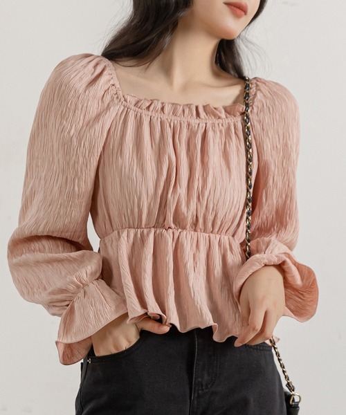 DAY CLOSET ブラウス シャツ レディース 長袖2WAYシボ加工
