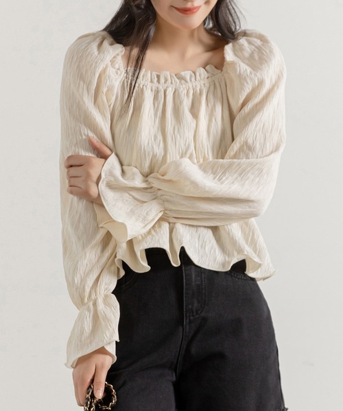 DAY CLOSET ブラウス シャツ レディース 長袖2WAYシボ加工