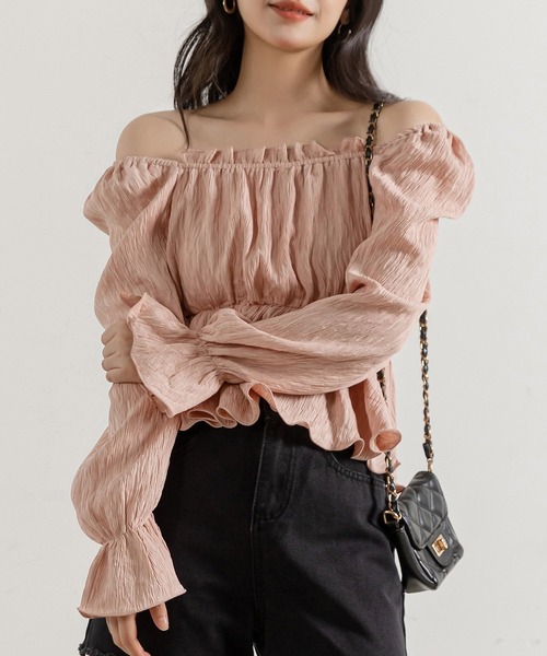 DAY CLOSET ブラウス シャツ レディース 長袖2WAYシボ加工