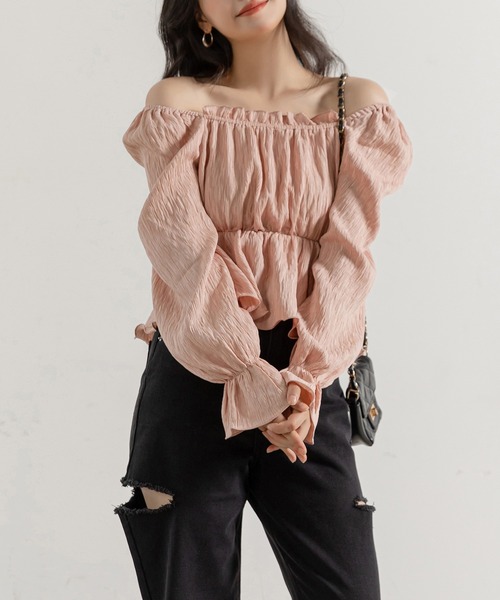 DAY CLOSET ブラウス シャツ レディース 長袖2WAYシボ加工