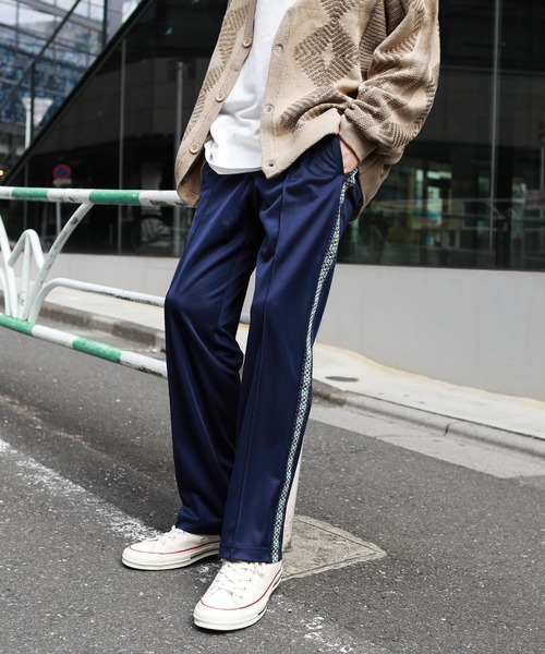 パンツ サイドラインナロートラックパンツ メンズ レディース