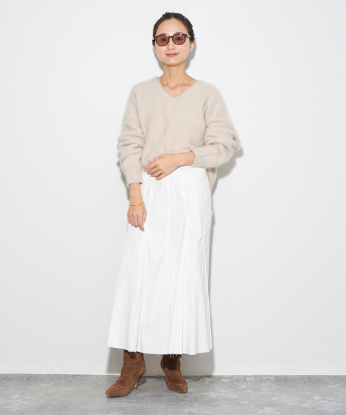 plage ニット 「追加」Fur Vスリットプルオーバー レディース