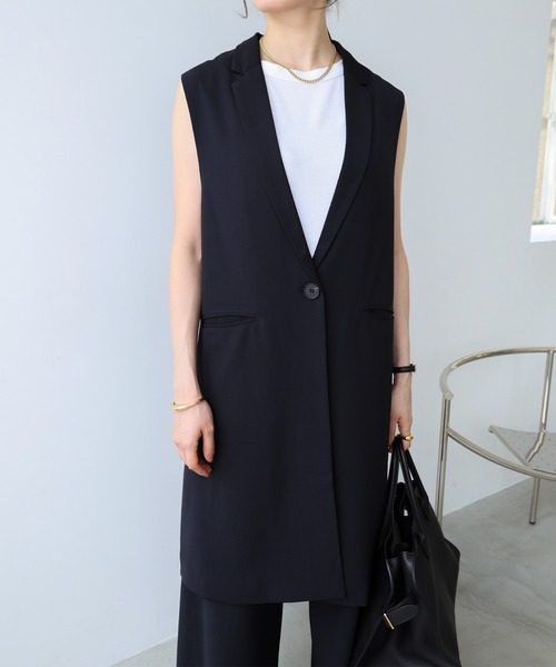 アンコキーヌ❤️ロングジレ✨ジャケット❤️ evernavy ベスト ジレ ロングジレジャケット レディース