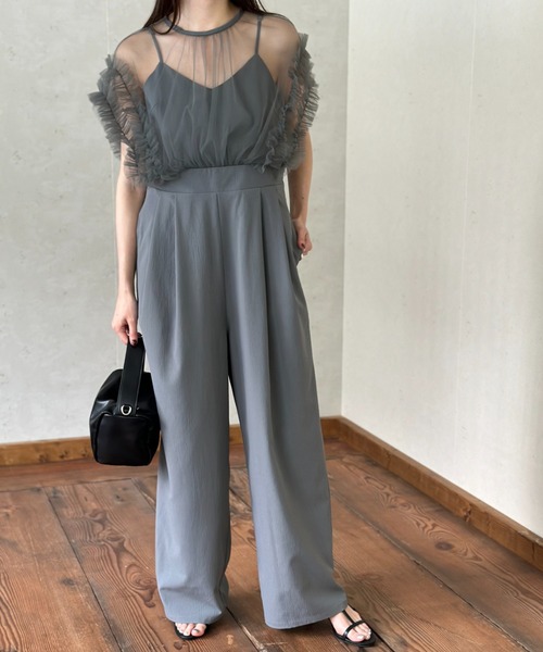 GOEN J ラッフルフリル オールインワン パンツ S 黒 春名亜美さんコラボ〉【大好評につき追加生産！】ラッフルフリル