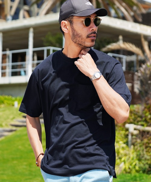 欲しいの JIGGYS SHOP クルーネックポケ付き無地半袖Tシャツ tシャツ リール