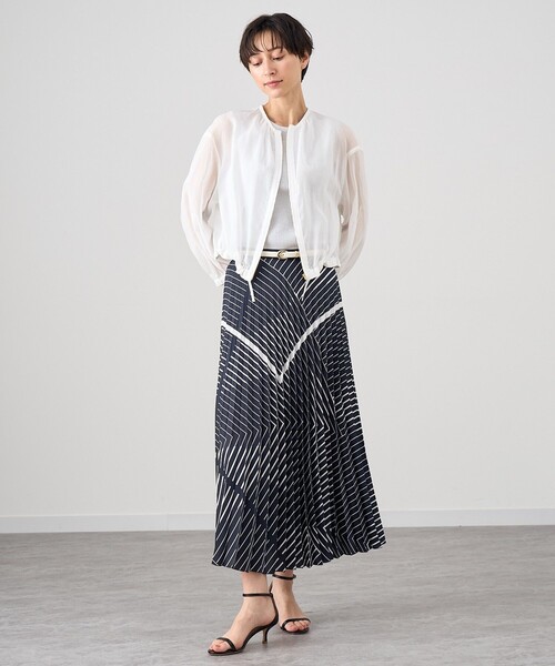 ANAYI スカート 「セットアップ対応商品」幾何プリントプリーツ