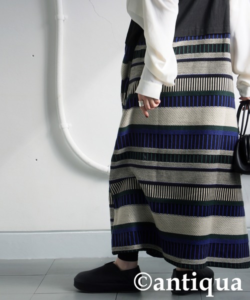 ジャンティーク購入 ヴィンテージサロペット オールインワン ワンピース風パンツ antiqua（アンティカ） サロペット オーバーオール ニットサロペット