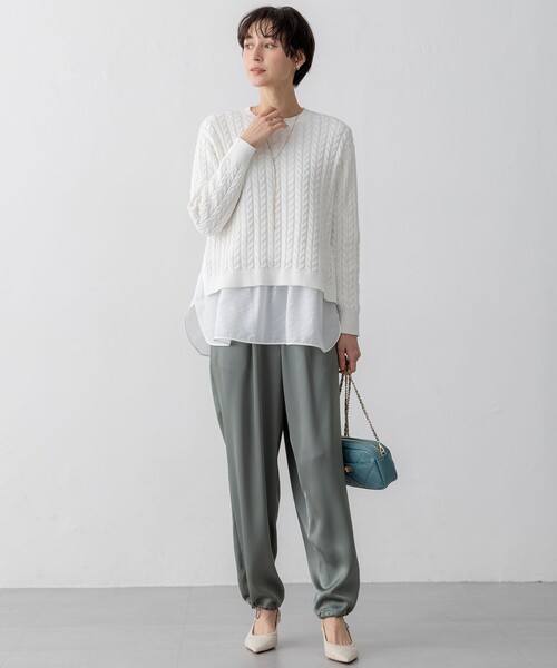 tシャツ 「洗える」シアータフタ コンビ カットソー レディース