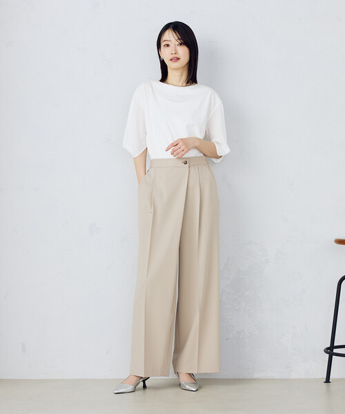 COMME CA ISM パンツ ポリエステルレーヨンストレッチラップ風