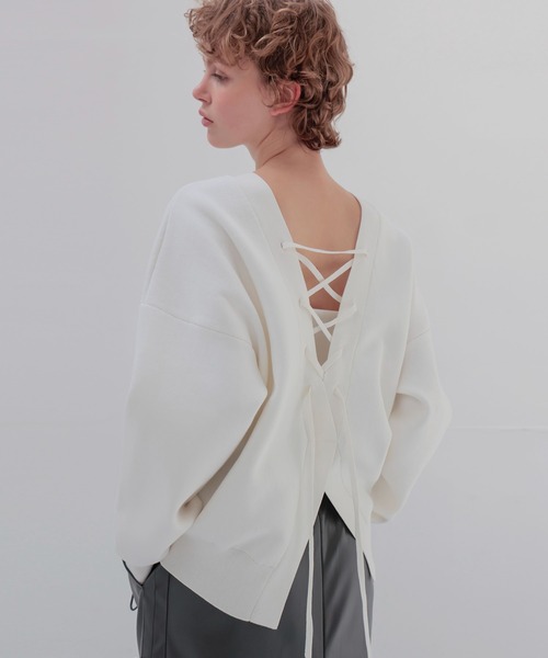ニット セーター back lace up pullover(バックレースアッププルオーバー) レディース