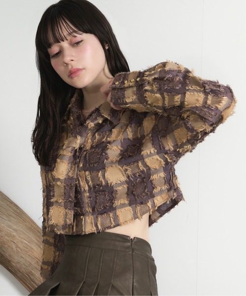 ブラウス シャツ plaid pattern tie shirt / プラッドパターンネクタイシャツ レディース loin nuit ブラウス シャツ plaid pattern tie shirt / プラッド