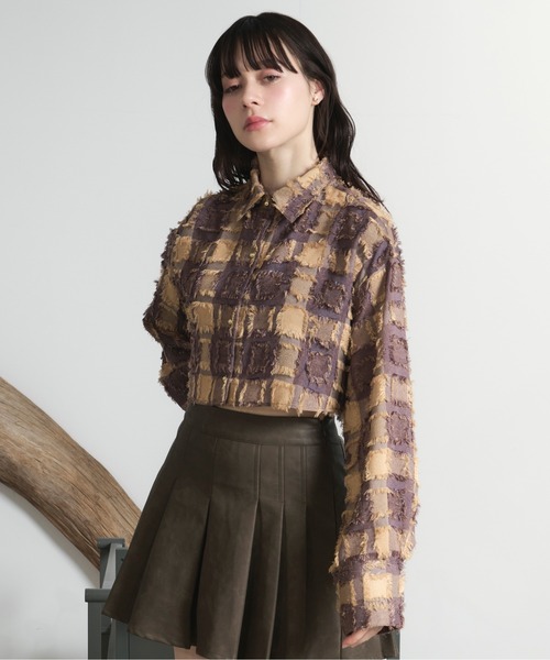 ブラウス シャツ plaid pattern tie shirt / プラッドパターンネクタイシャツ レディース loin nuit ブラウス シャツ plaid pattern tie shirt / プラッド