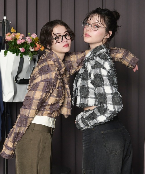 ブラウス シャツ plaid pattern tie shirt / プラッドパターンネクタイシャツ レディース loin nuit ブラウス シャツ plaid pattern tie shirt / プラッド