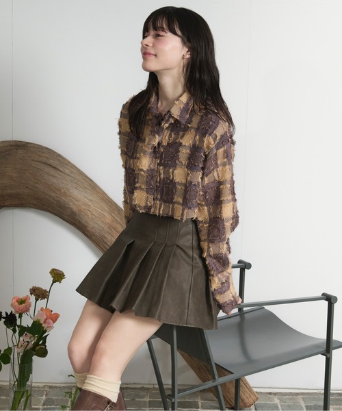 loin nuit ブラウス シャツ plaid pattern tie shirt / プラッド