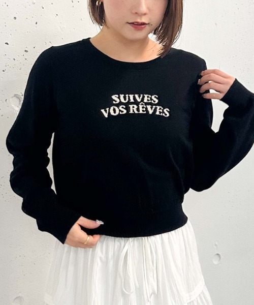 【ブラック（01）】インターシャロゴ入り長袖ニット インターシャ カシミヤ ニット セーター ブラック | VERSACE JP