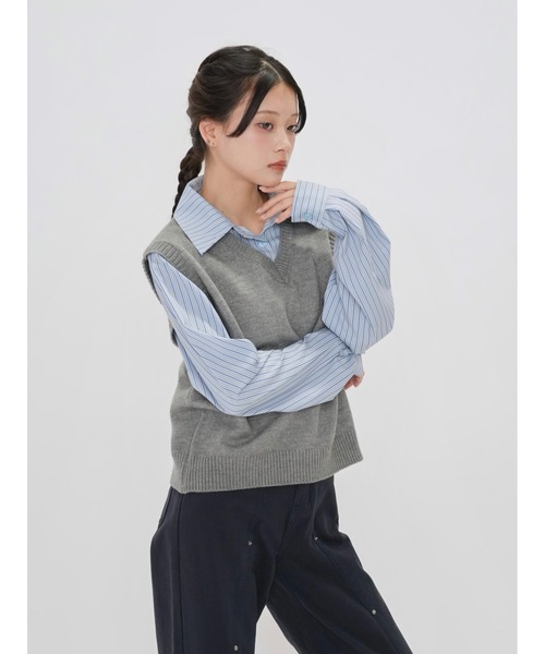 Enewd nina ブラウス シャツ セット ニットベスト シャツ レイヤード