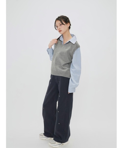 Enewd nina ブラウス シャツ セット ニットベスト シャツ レイヤード