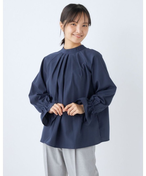 ブラウス シャツ 「洗える前後２WAYカットソー」キャンディスリーブ長袖ブラウス レディース SUIT SELECT ブラウス シャツ 「洗える前後2WAYカットソー