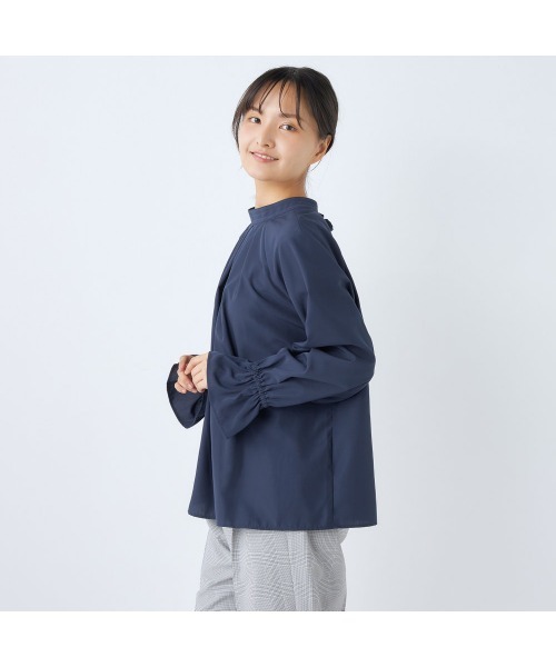 ブラウス シャツ 「洗える前後２WAYカットソー」キャンディスリーブ長袖ブラウス レディース SUIT SELECT ブラウス シャツ 「洗える前後2WAYカットソー