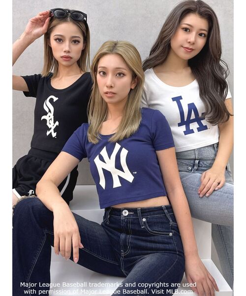 MLB tシャツ GYDA「MLB」クロップドTシャツ レディース