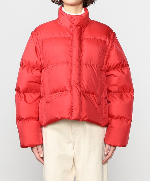 Gymphlex 赤 ショート丈 ダウンジャケットサイズ14 GYMPHLEX（ジムフレックス） ダウンジャケット 14 ブラック レディース