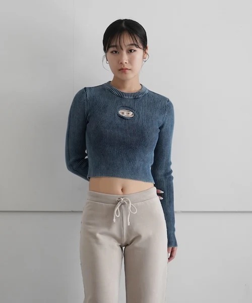 ニット セーター DIESEL Rib-knit top with oval d レディース