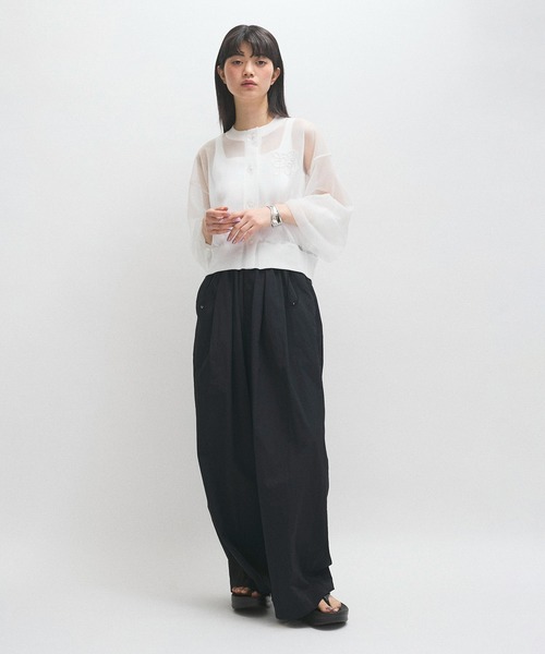 ADAM ET ROPE' カーディガン シアーロゴカーディガン レディース