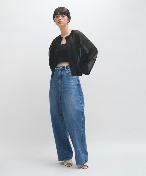 ADAM ET ROPE' シアーロゴカーディガン ADAM ET ROPE'｜シアーロゴカーディガン | Rakuten Fashion(楽天