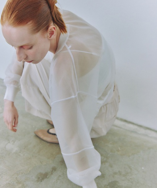 ADAM ET ROPÉ FEMME　サステナブルシアーシャツカーディガン ADAM ET ROPE' カーディガン 「WEB限定」・「サステナブル