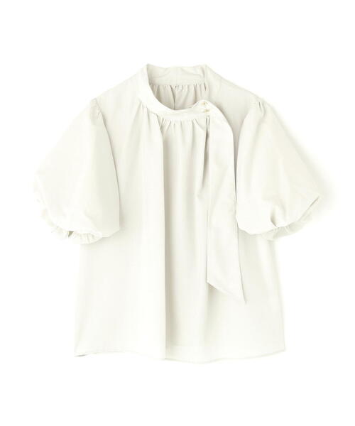 リネンライクサイドタイブラウス　S サイズ NATURAL BEAUTY BASIC ブラウス シャツ リネンライクサイドタイ
