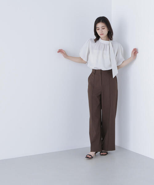 NATURAL BEAUTY BASIC ブラウス シャツ リネンライクサイドタイ
