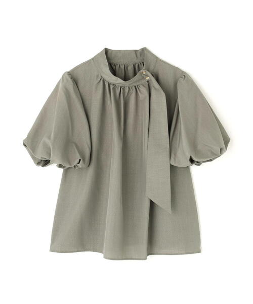 リネンライクサイドタイブラウス　S サイズ NATURAL BEAUTY BASIC ブラウス シャツ リネンライクサイドタイ