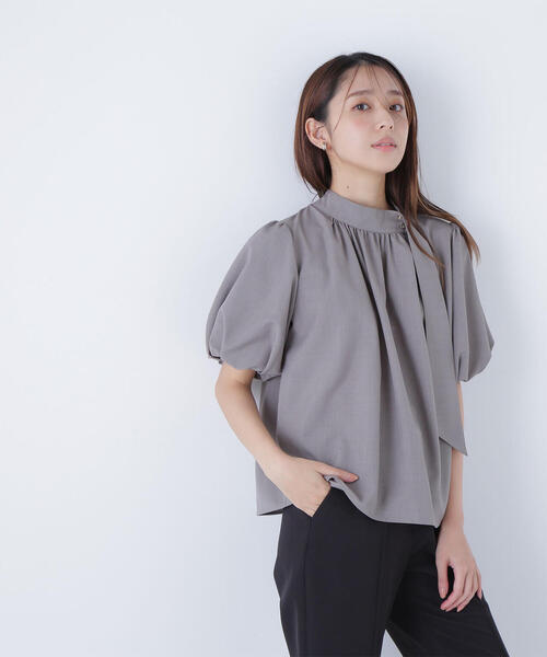 NATURAL BEAUTY BASIC ブラウス シャツ リネンライクサイドタイ