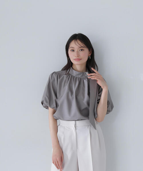リネンライクサイドタイブラウス　S サイズ リネンライクサイドタイブラウス | NATURAL BEAUTY BASIC