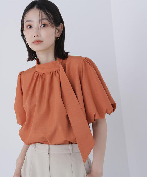 NATURAL BEAUTY BASIC ブラウス シャツ リネンライクサイドタイ