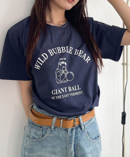 tシャツ 「Good Riddance」古着風 ベア プリント Tシャツ レディース