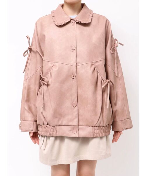 新品タグ付きメリージェニー　ギャザーリボンジャケット merry jenny（メリージェニー） ブルゾン アウター ギャザーリボン