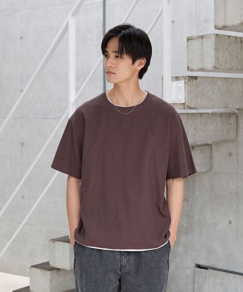 coen（コーエン） tシャツ ワッフルフェイクレイヤードTシャツ メンズ