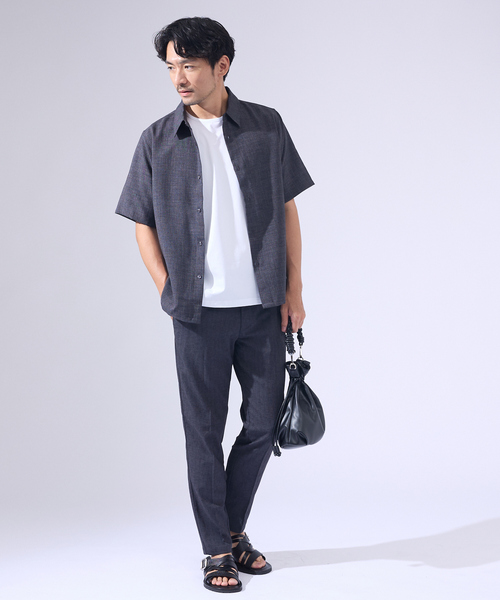 ABAHOUSE GRAY シャツ 半袖 「セットアップ対応」吸水速乾 リネン