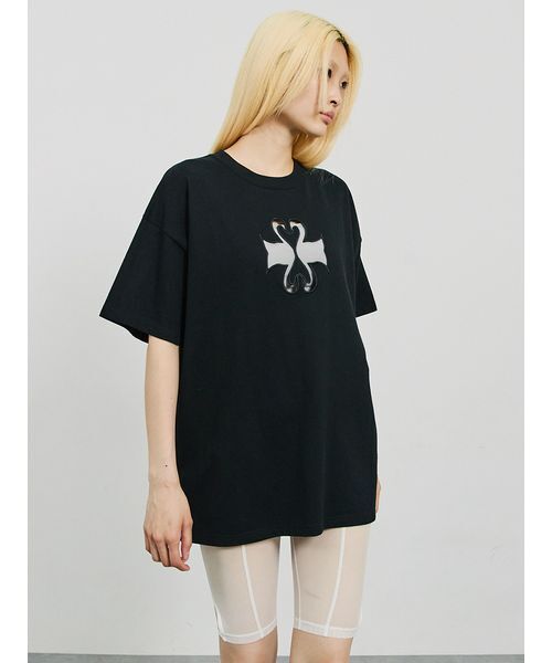 tシャツ SWAN Cutwork Big T-shirt レディース
